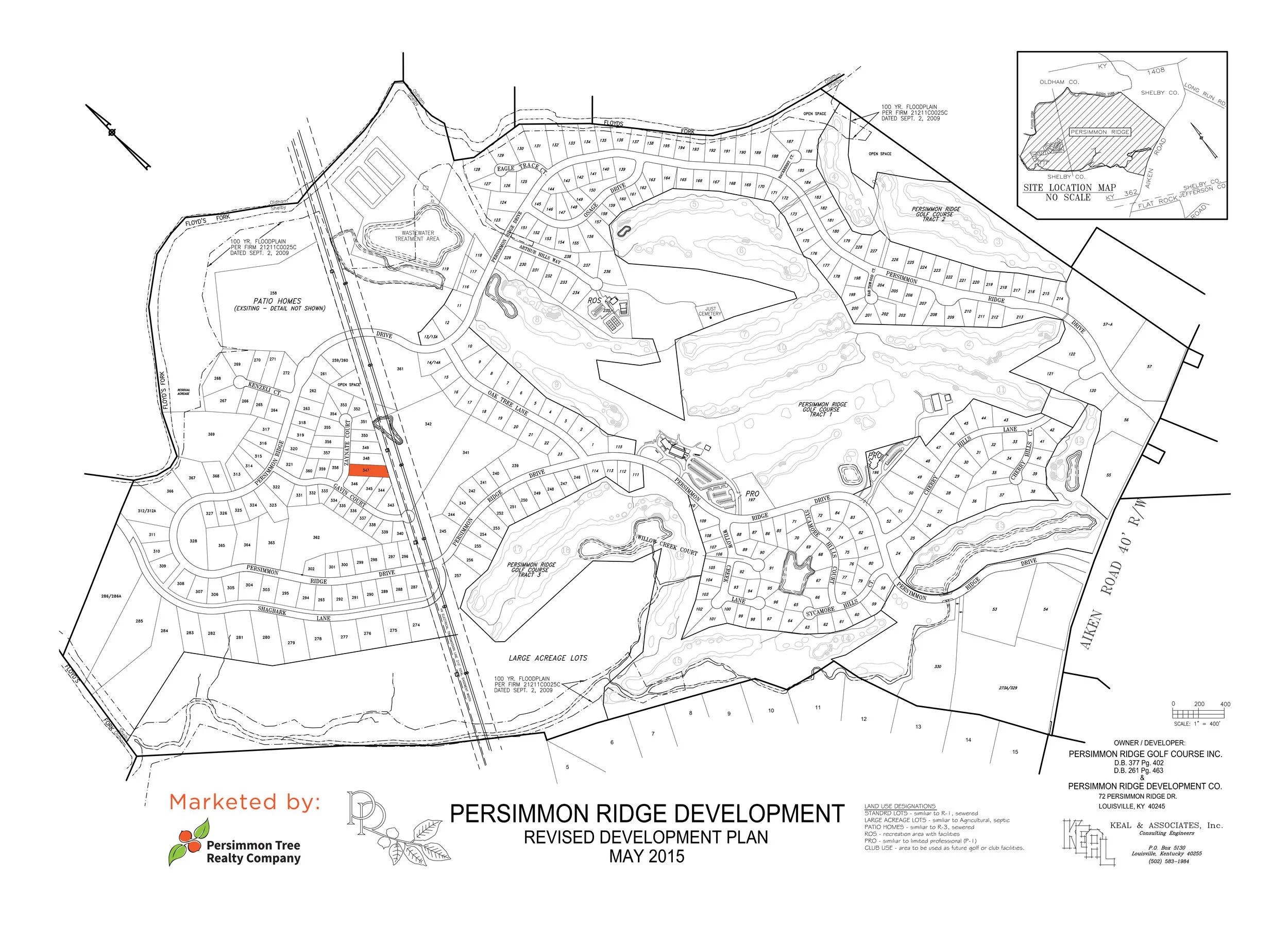 Lot #347 indicated in orange on plat map. View Dimensions.