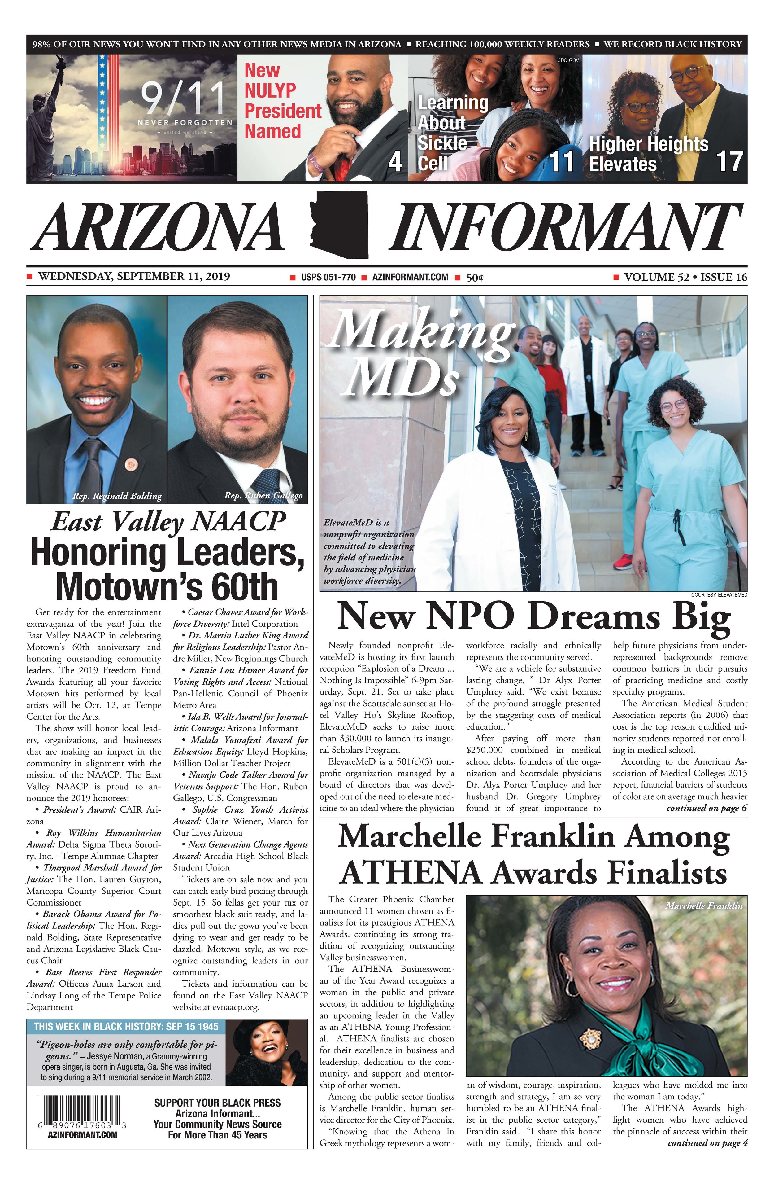 Arizona Informant Front Page - Making MDs [9/11/2019]