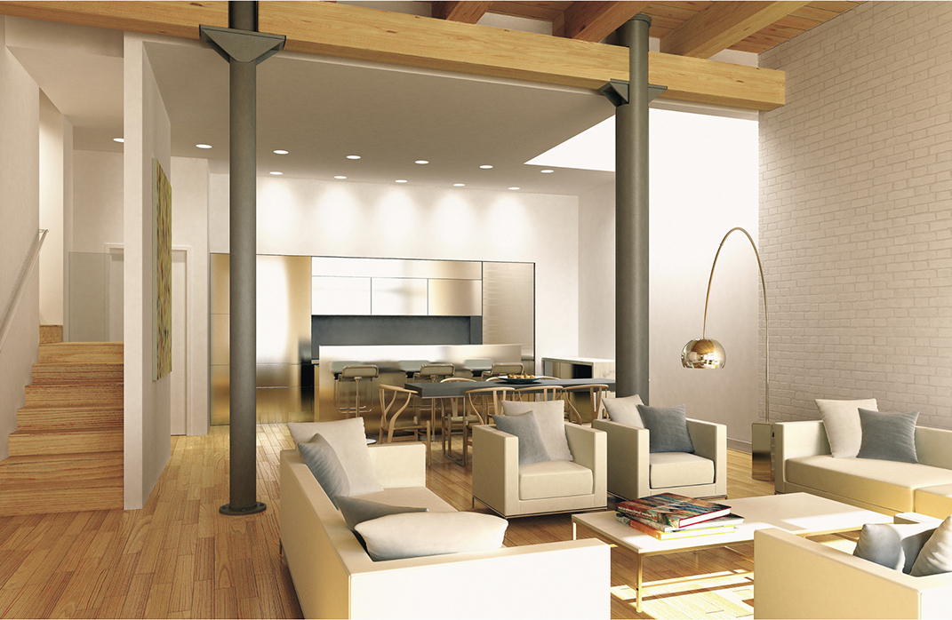 The end goal was to create warm, serene living spaces that captured the best of the old and new. A key component of the solution was to insert an all new heavy timber structure inside of the existing masonry shell.