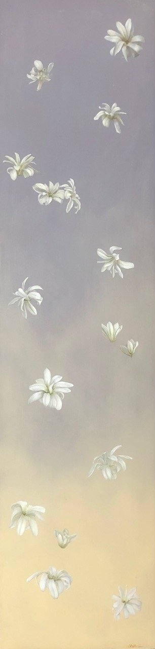 MAGNOLIA VIRGINIANA II, oil on wood panel, 48 x 12