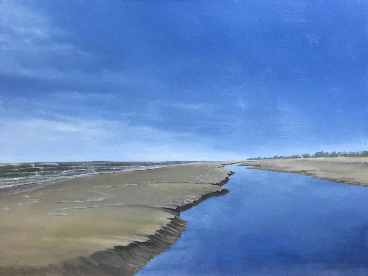 BEACH RIVER, oil on panel, 12 x 16