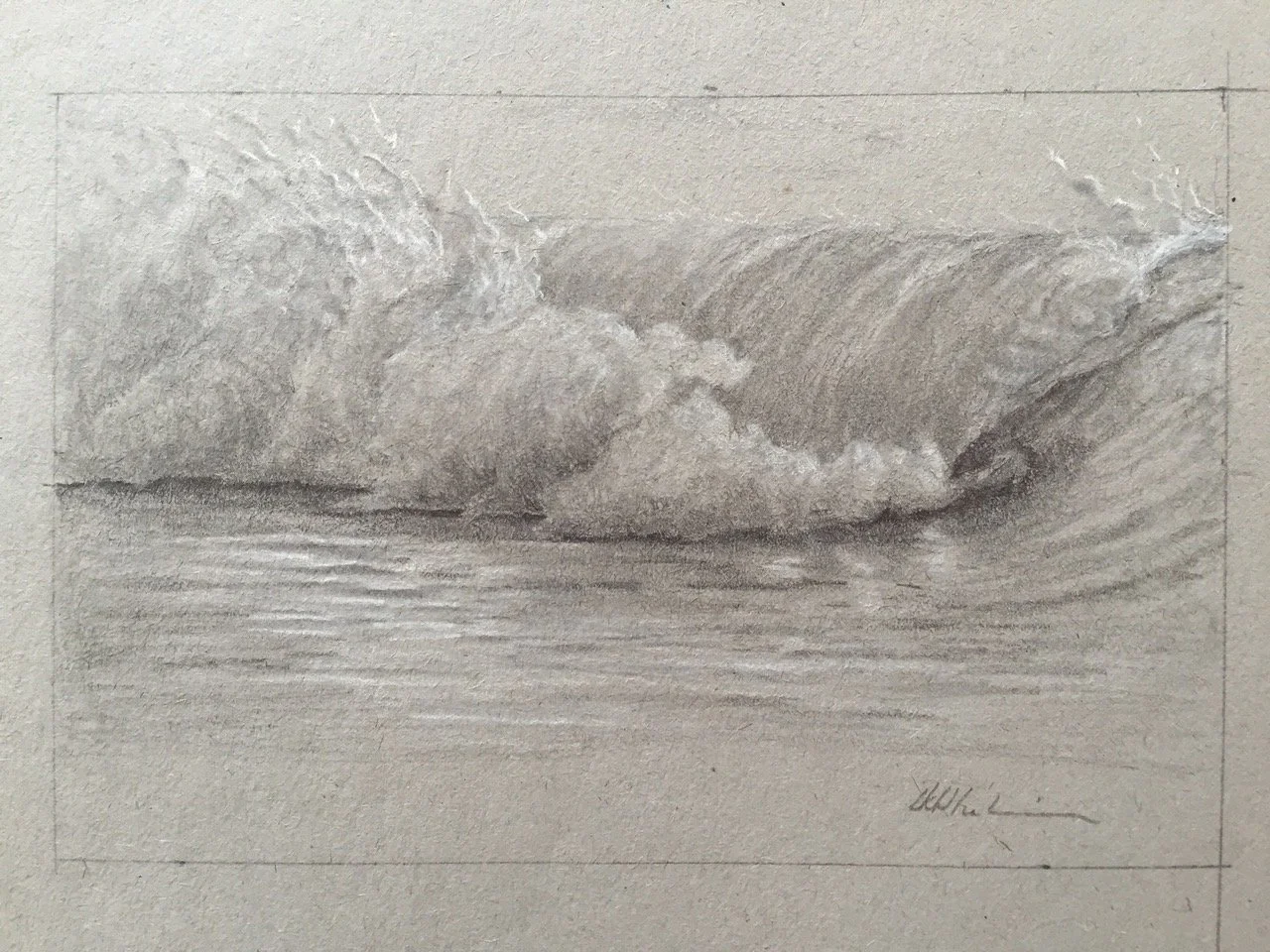 LITTLE MONMOUTH STUDY I, graphite on toned paper, 4 x 6