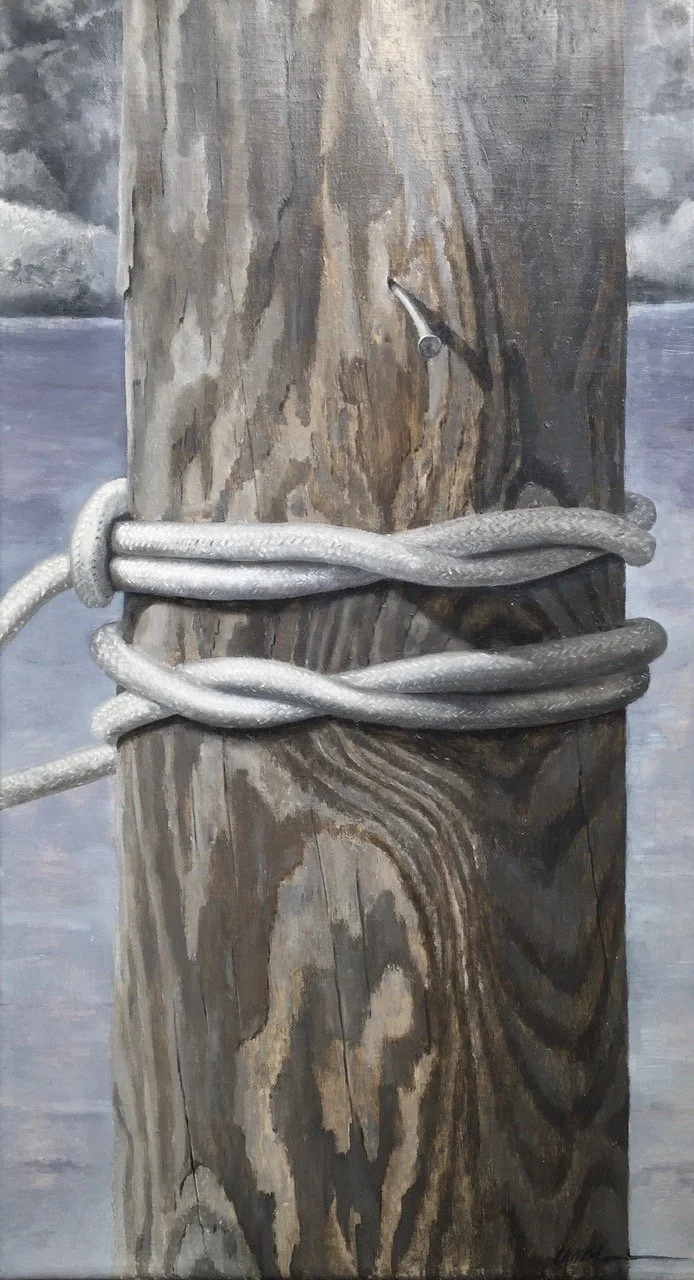 TIED TO CARRIAGE HOUSE, oil on linen, 20 x 11