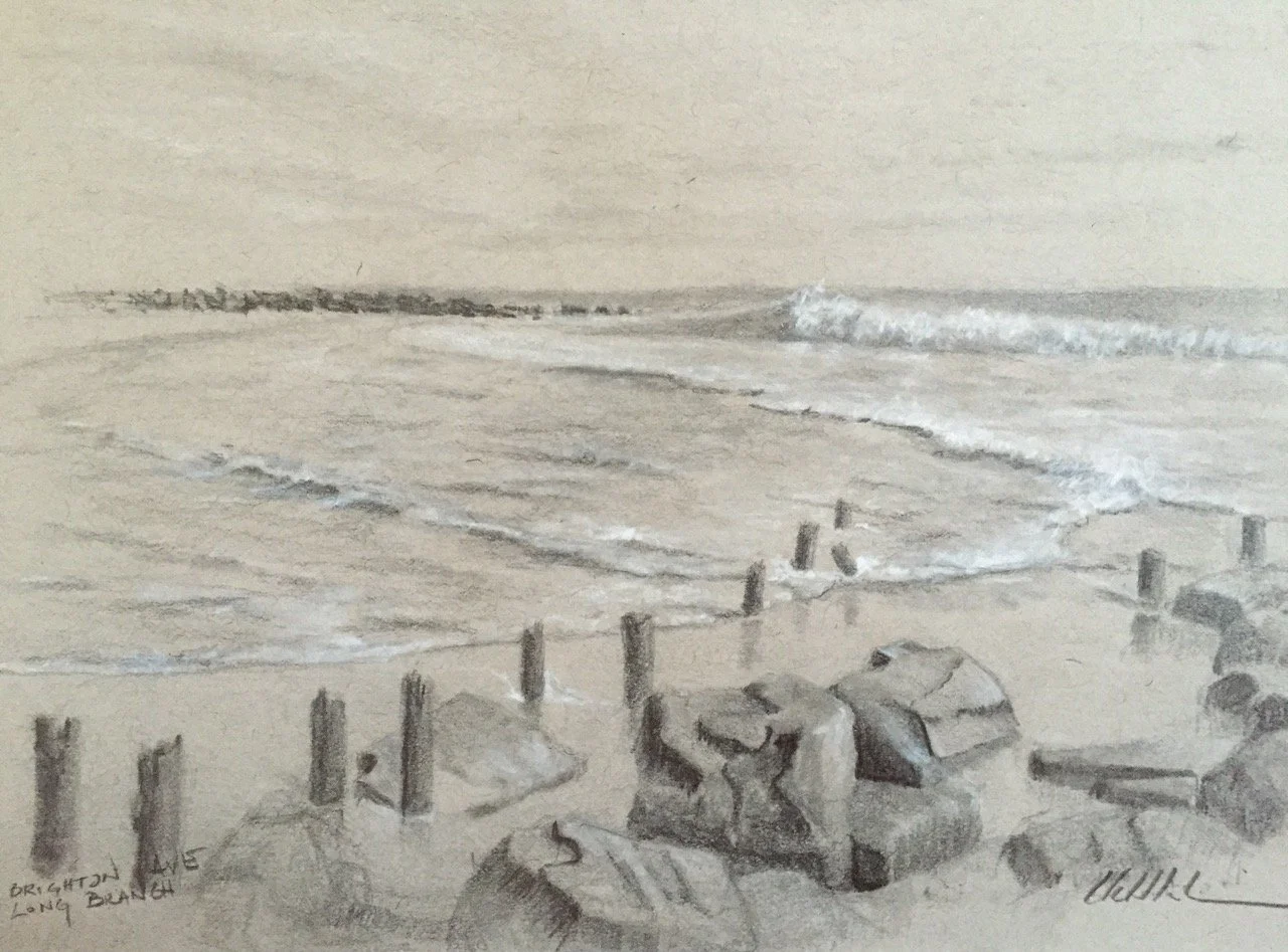 BRIGHTON AVENUE, graphite on toned paper, 6 x 8