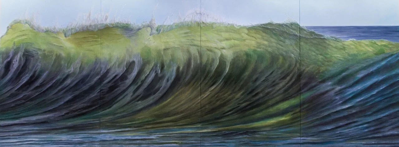 SLANTS I, oil on four canvas panels, 72 x 192