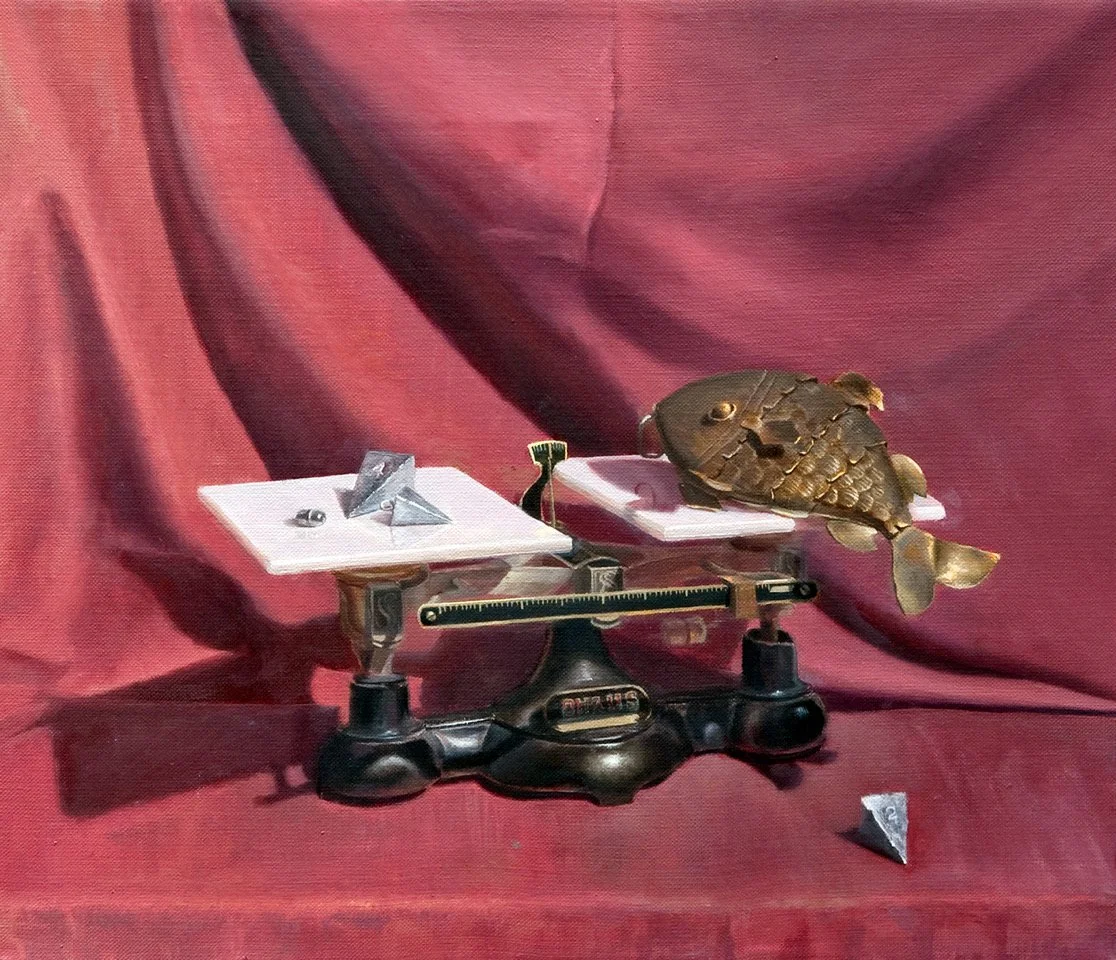 SCALES, oil on linen, 12 x 14