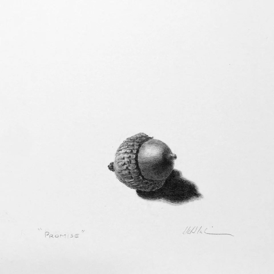 PROMISE, graphite on paper, 5 x 5