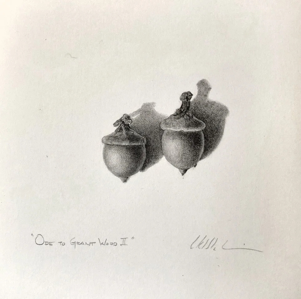 ODE TO GRANT WOOD II, graphite on paper, 5 x 5