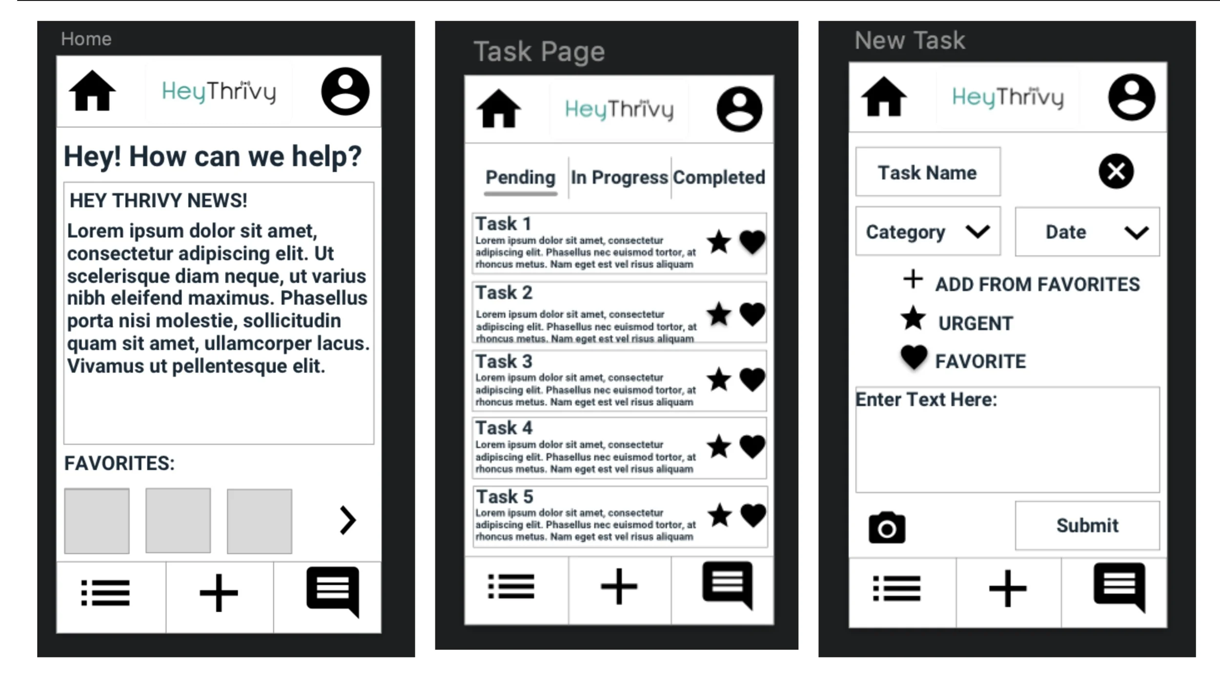 version 1 wireframe/prototype