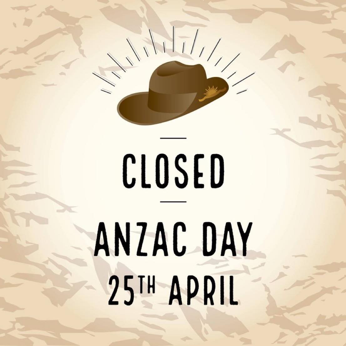 We will be closed on Anzac Day. 

Lest we forget