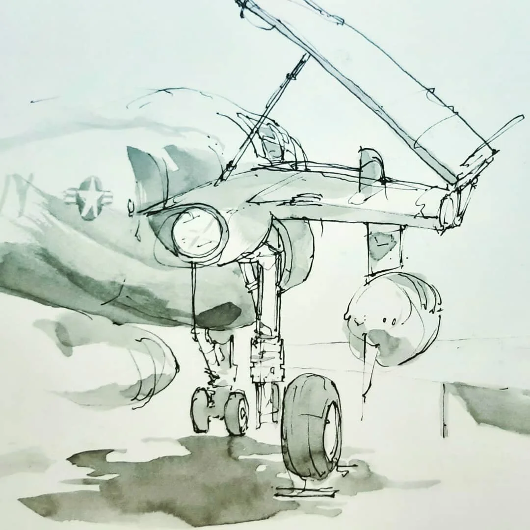 sketching planes at the museum of flight
#urbansketchers #museum #flight #plane #jet #navy #aircraft #drawing #art #illustration #sketchbook #pen #ink #ballpointpen #inkwash