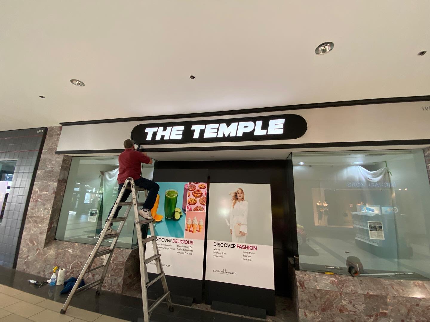 Mall job? No problem for @johnstonsigns check out The Temple at the plaza! Complete with some super bright LEDs! #golocalsonomacounty #signs #signshop #sonomacountysigns