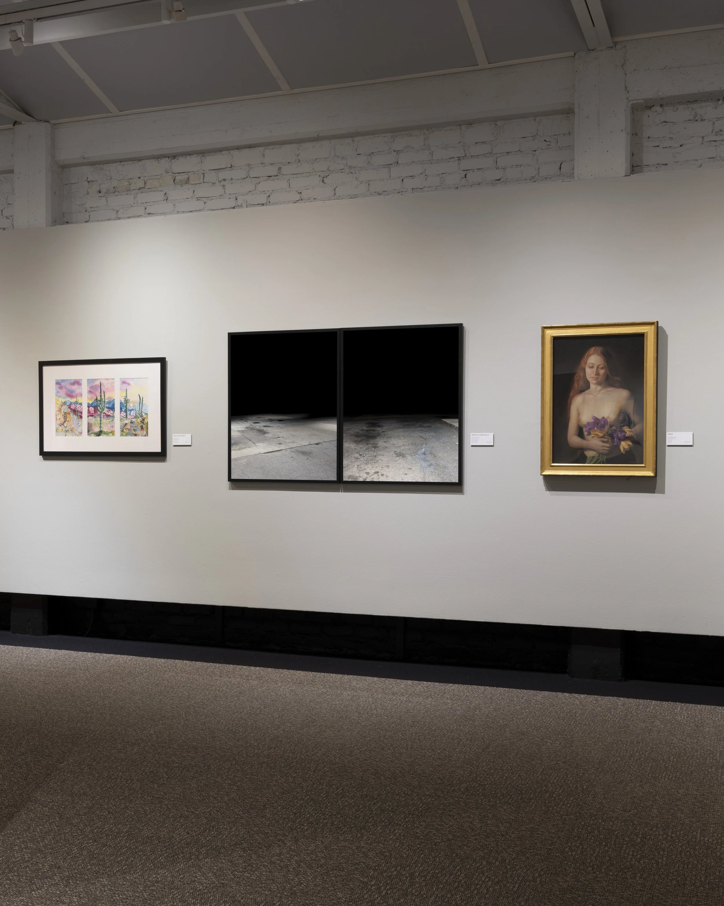  Night Place 01, Night Place 03, 2025 (middle) archival pigment prints 28” x 35” 