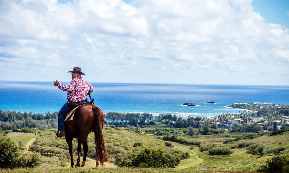 Participants in the Hawaiian Legacy Reforestation Initiative can visit forests on O‘ahu and the Island of Hawai’i to take a horseback (above), UTV (below), or hiking tour.