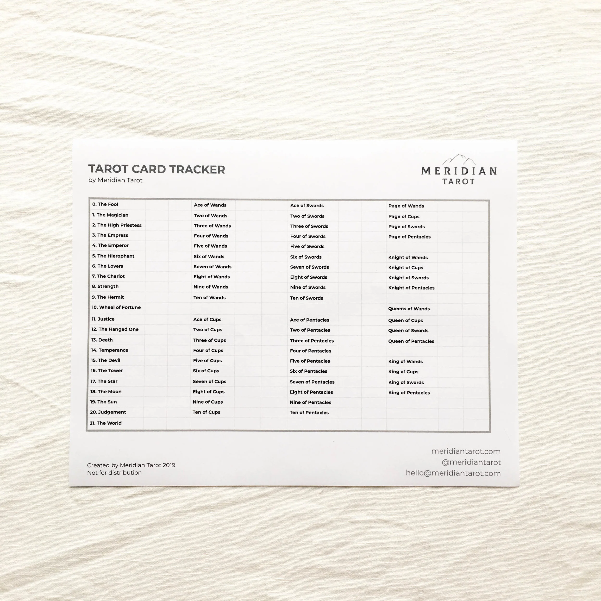 How I track my tarot cards