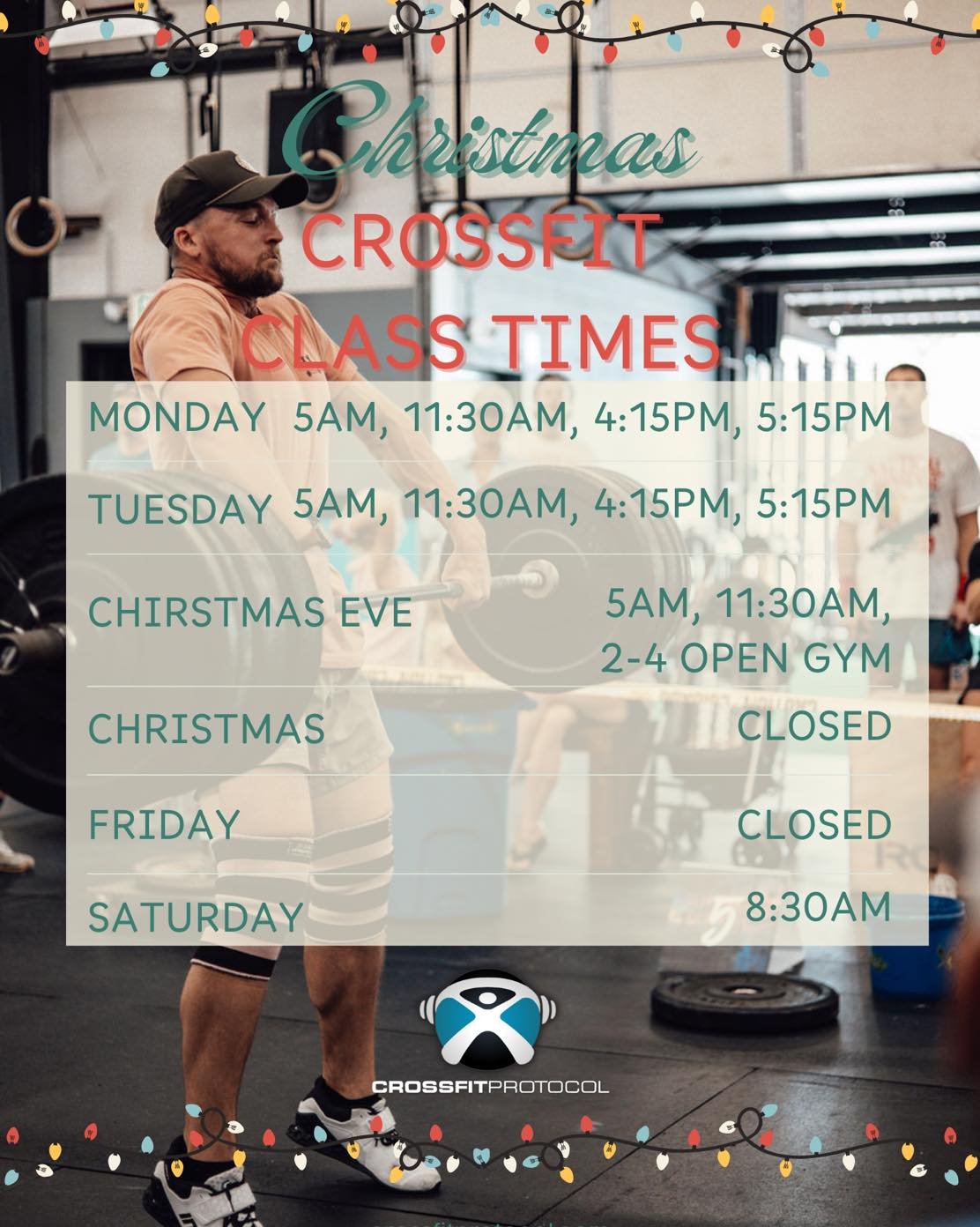 Next weeks class schedule! 🎄
