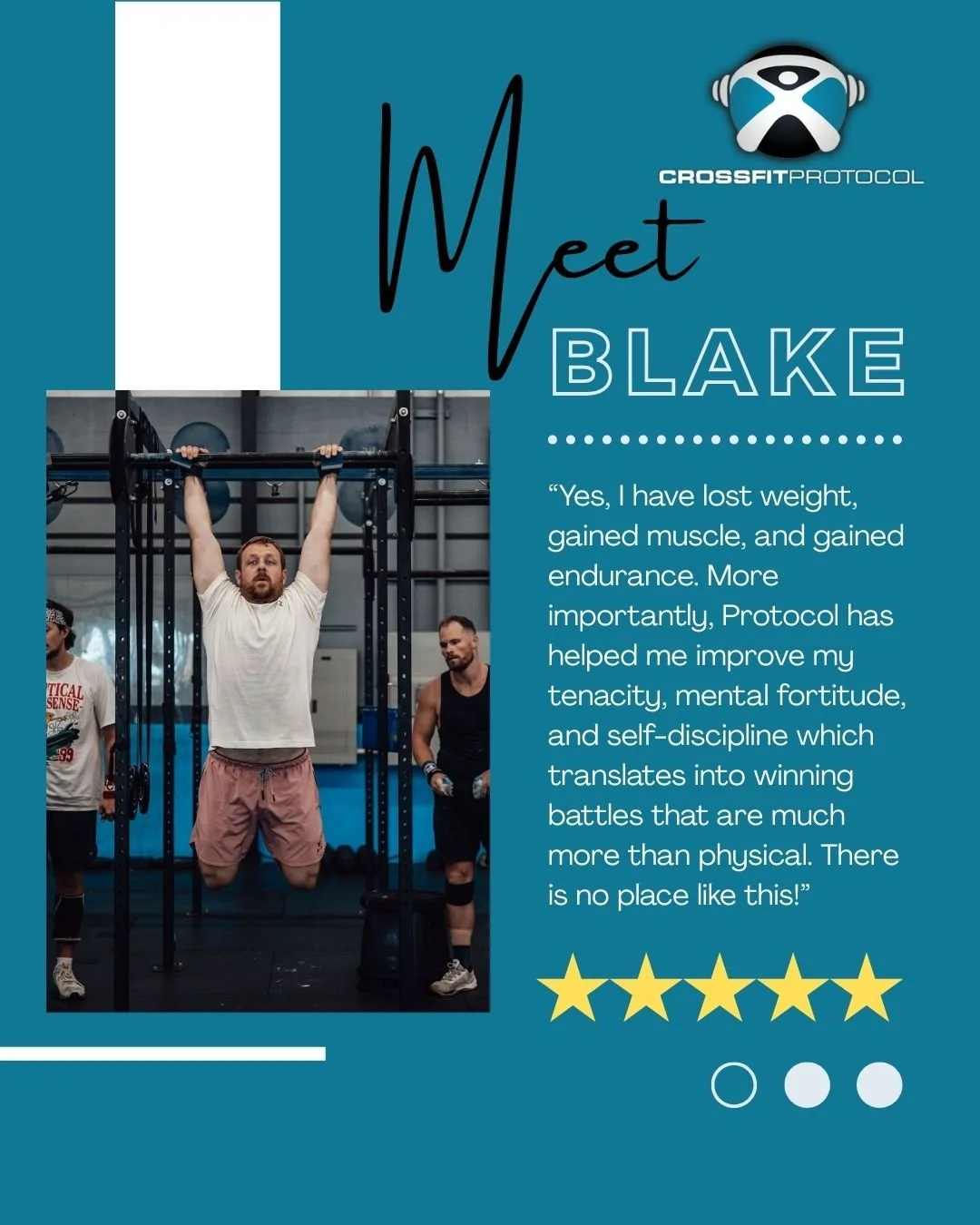 Blake recently celebrated 1 year at CrossFit Protocol! So, we asked him what he would like people to know about CrossFit and this was his response:
" I joined CrossFit Protocol in an attempt to improve my temple physically and mentally. I didn't