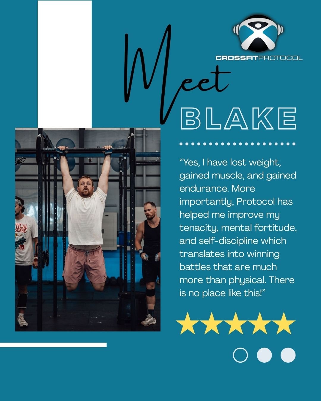 Blake recently celebrated 1 year at CrossFit Protocol! So, we asked him what he would like people to know about CrossFit and this was his response:
" I joined CrossFit Protocol in an attempt to improve my temple physically and mentally. I didn't