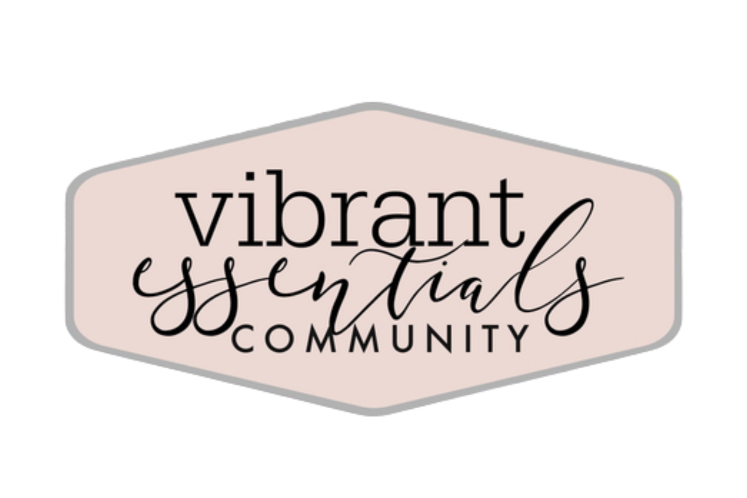 Logo for the Vagrant Essentials Community, featuring a beige hexagon with black text.