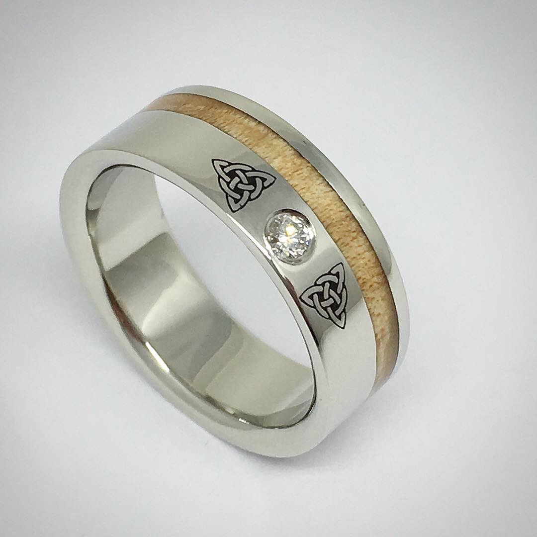 Celtic knot inspired white gold ring left