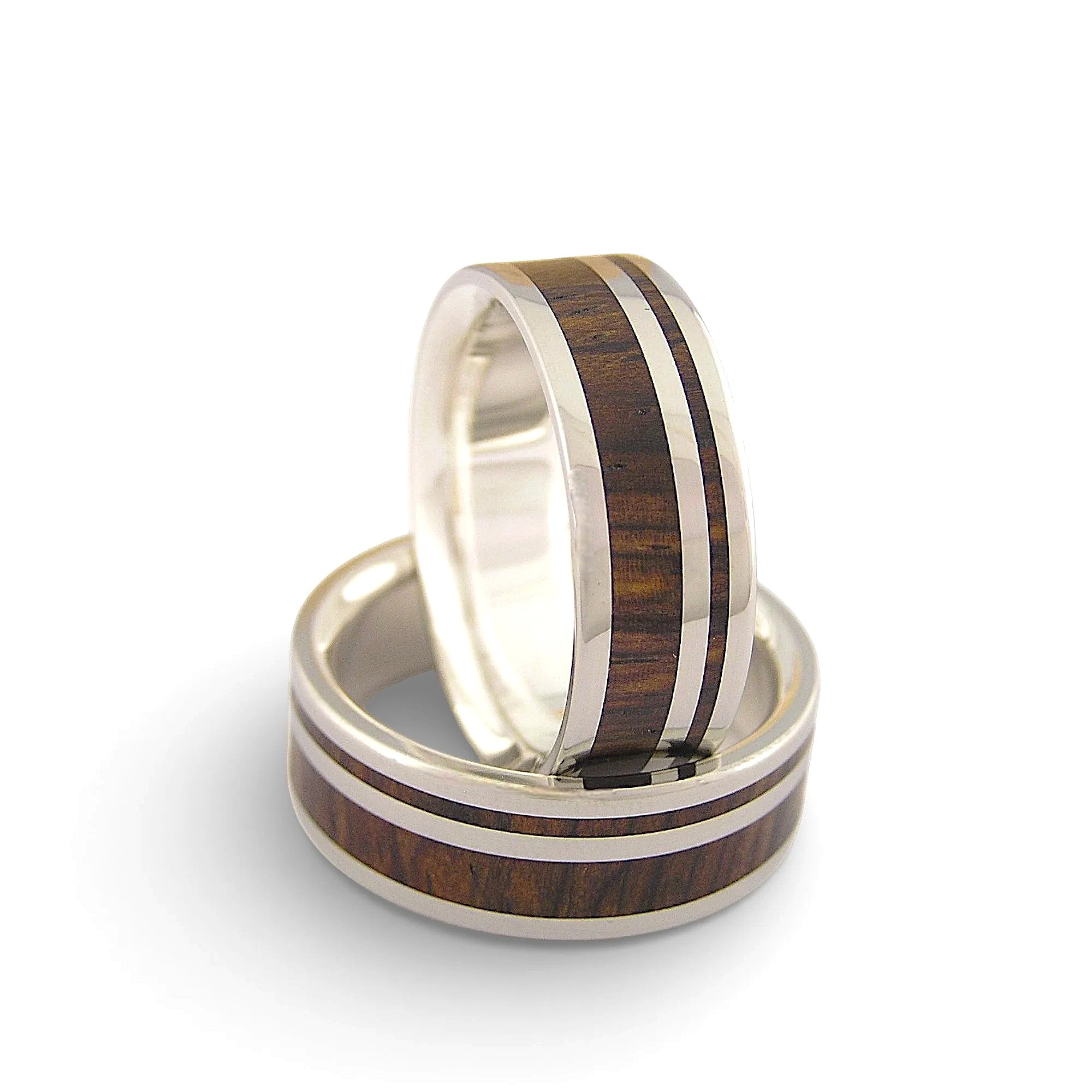 Cocobolo wood in Silver or gold unisex ring
