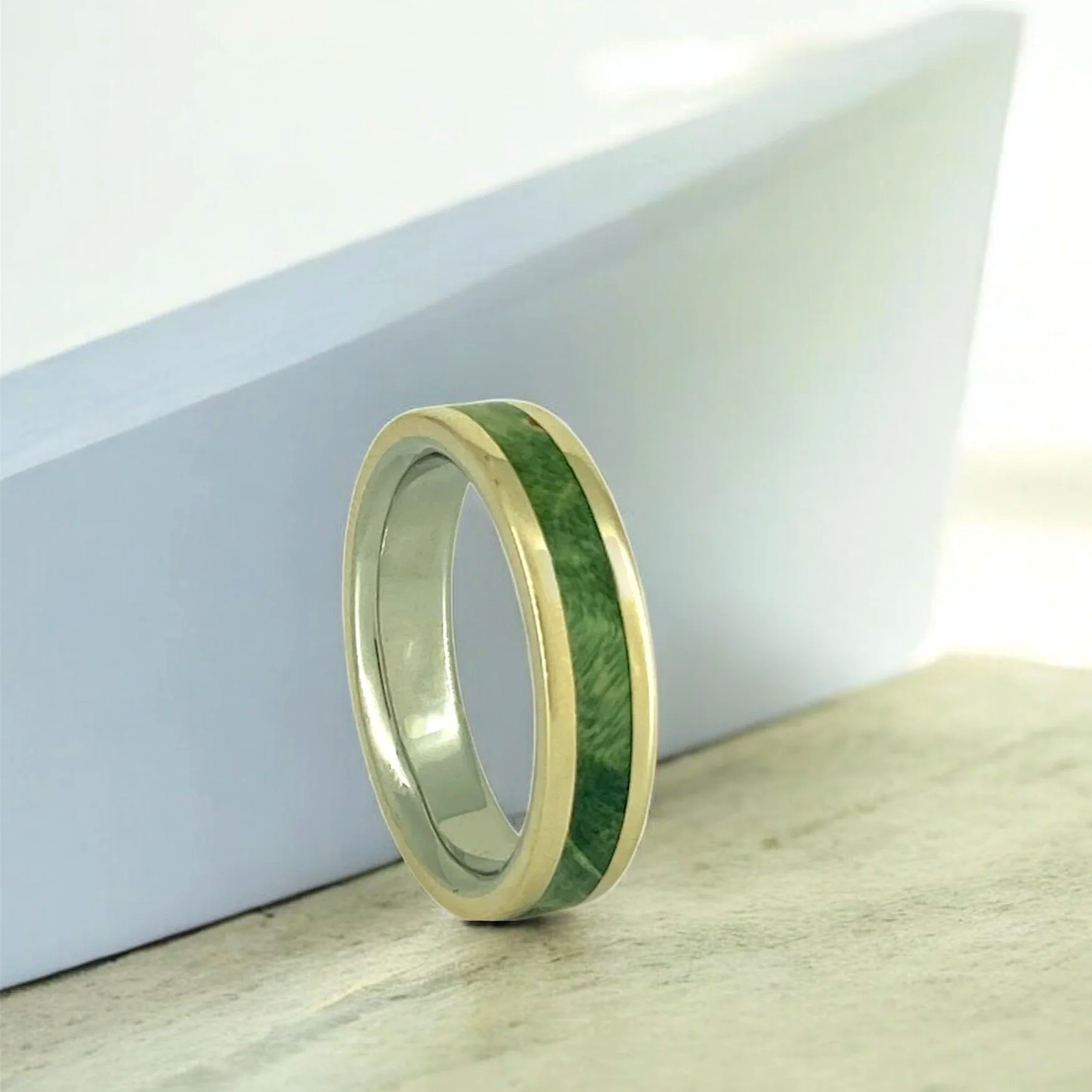 Green+Wood+with+10karat+YELLOW+gold+outside+and+10karat+WHITE+inside