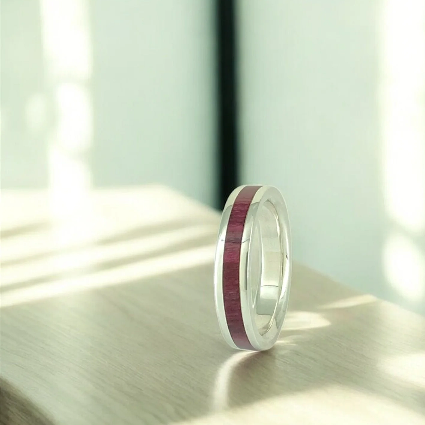 Purpleheart+Wood+centre+in+Silver+NARROW+option