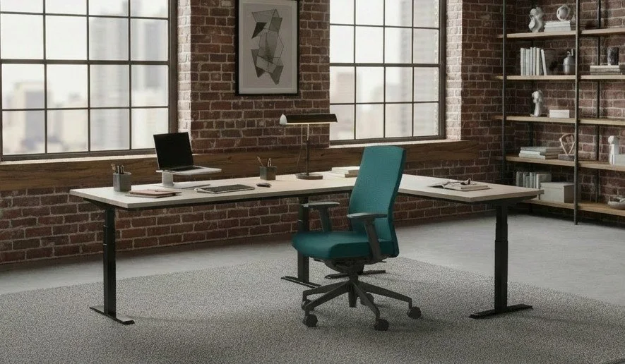 FIT XL in Black w Groovi ergonomic task chair in Reset Turquoise_Loft space 1_crop 1.jpg