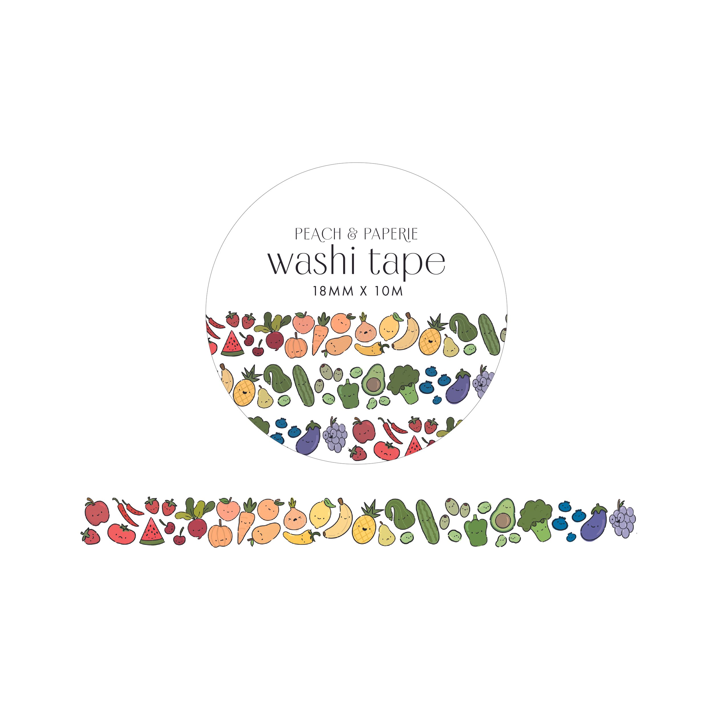 Rainbow Fruits & Veggies Washi Tape