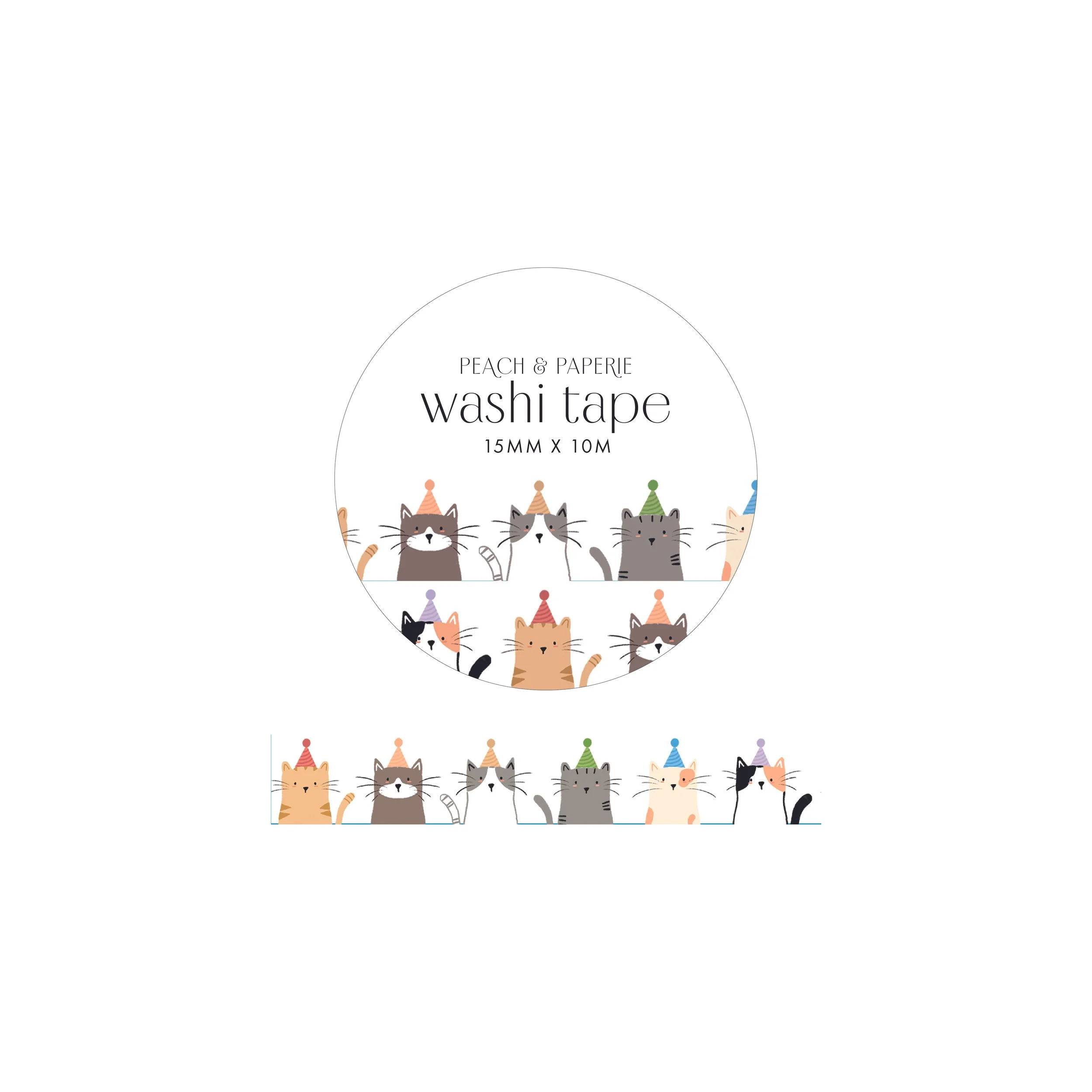 Cats in Party Hats Washi Tape