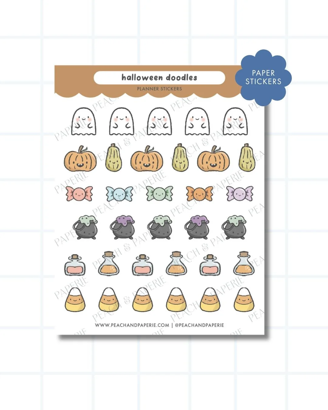 Halloween Doodles Planner Stickers