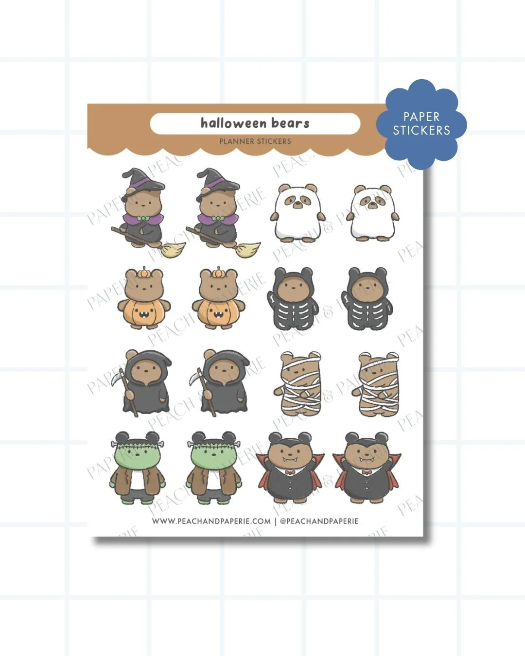 Halloween Bears Planner Stickers