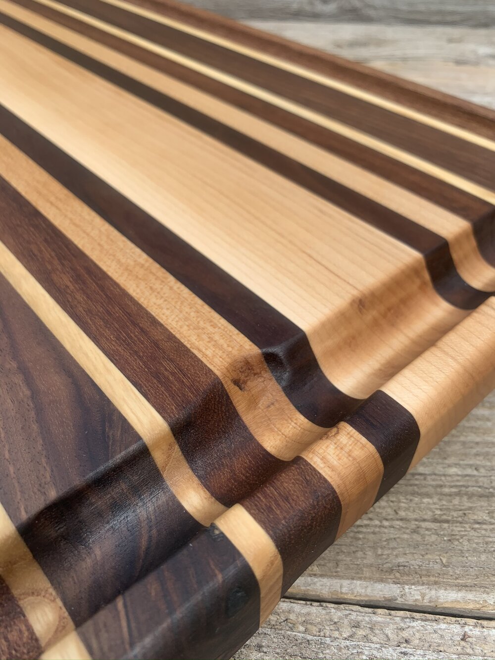 Cutting Board Stripe Multi Exotic Wood with Juice Groove Butcher Block Edge  Grain 011723