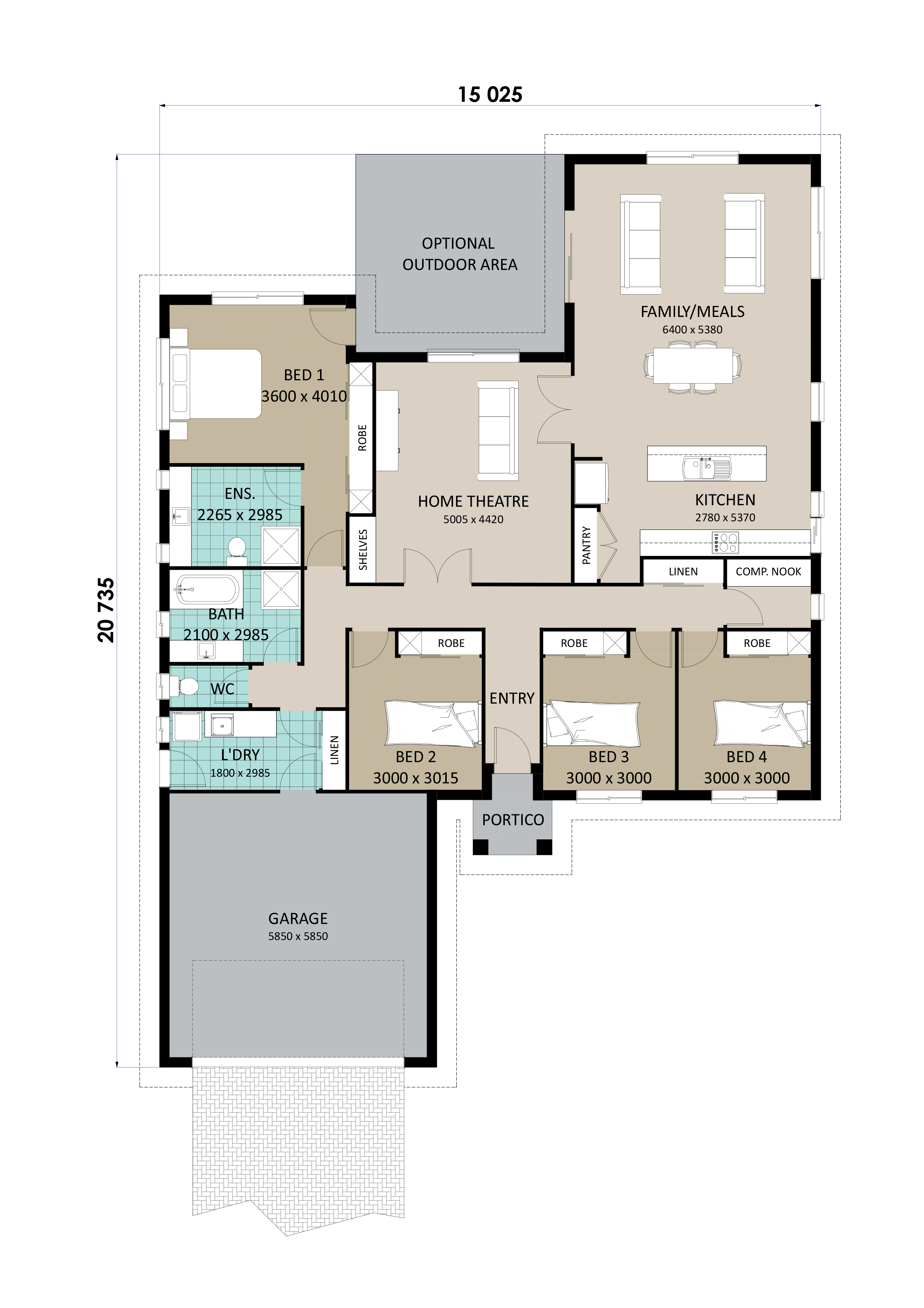 20m lot frontage — 4 Bedroom home plans — Richard Adams Homes