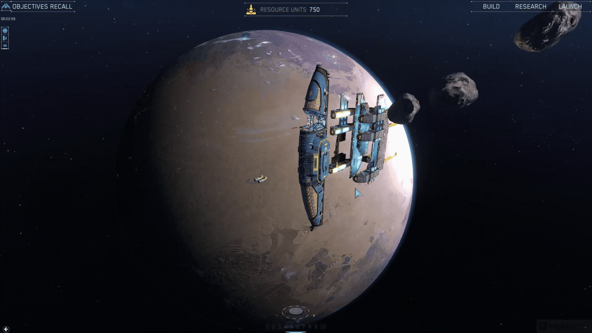 A player selects and gives orders to ships in Homeworld.