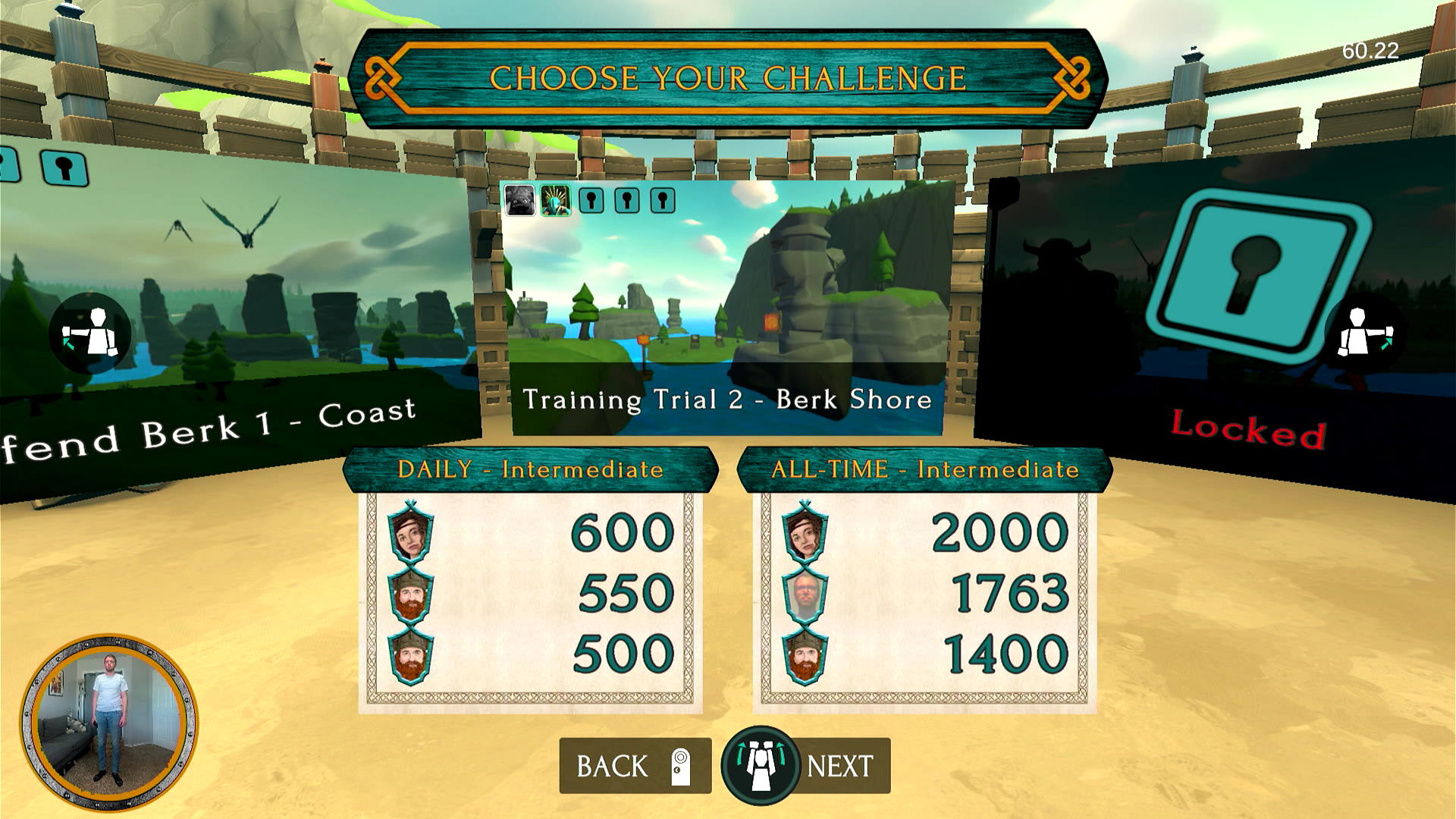 A player uses motion controls to select the level or "track" they'd like to play.