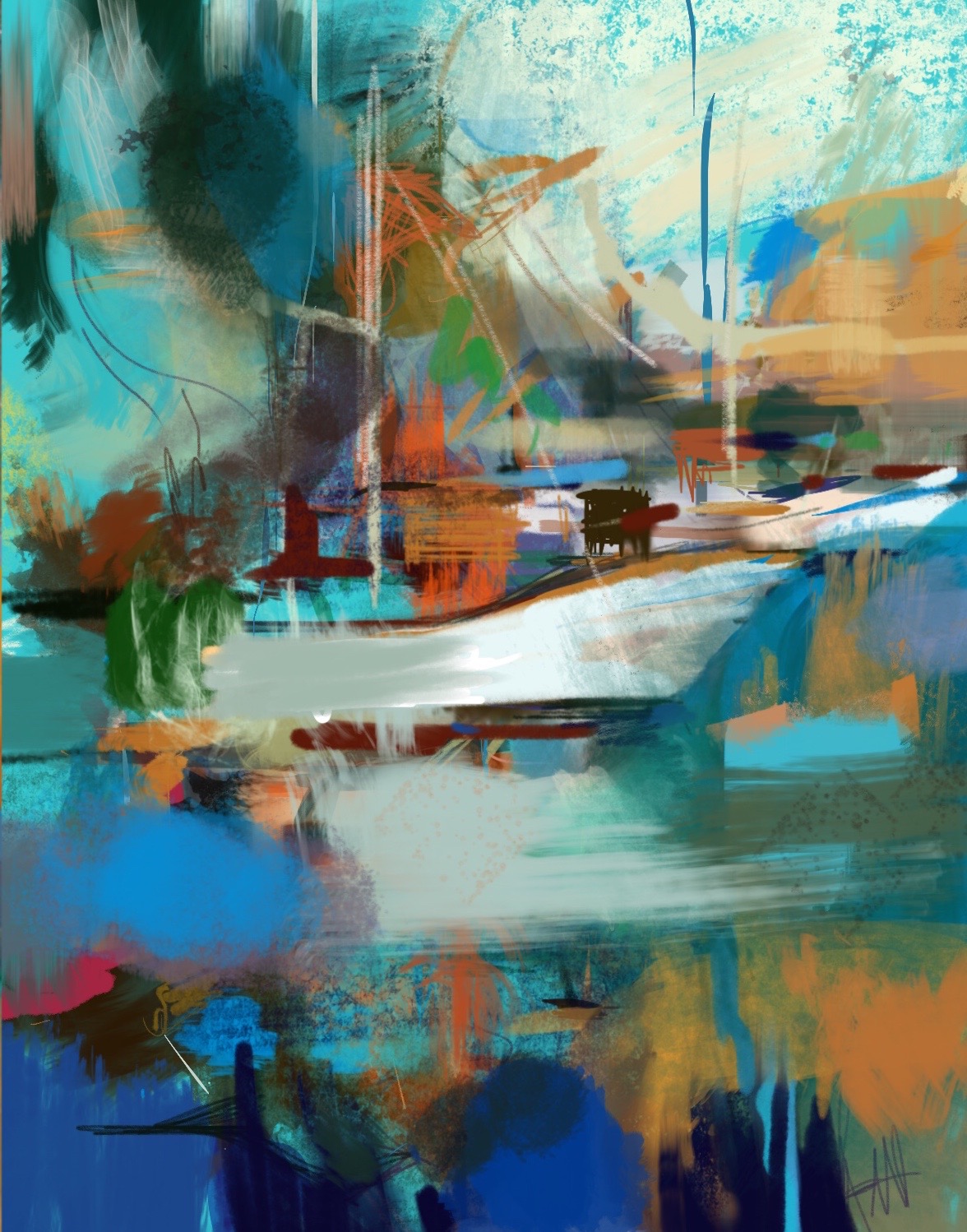 Abstract Boats, iPad composition