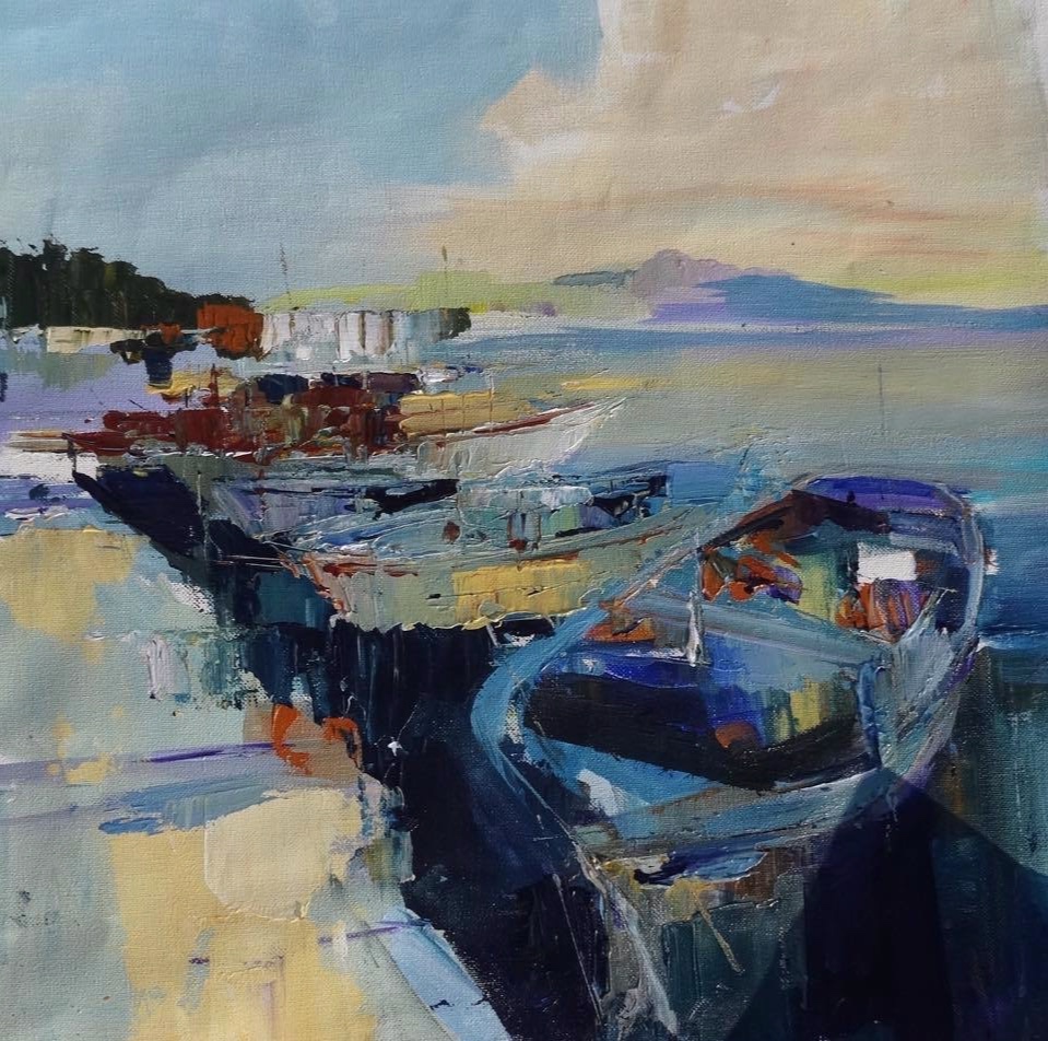 Spanish harbour, acrylic on canvas