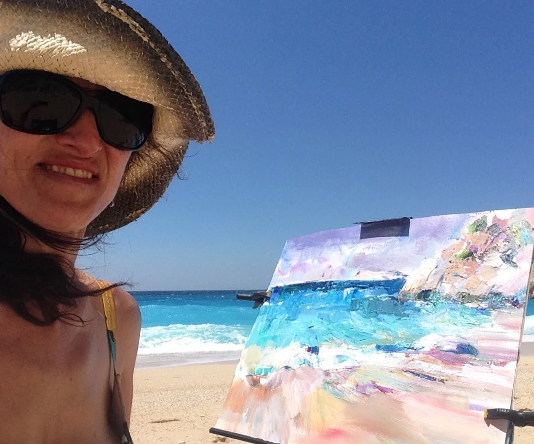 Dipping in and out during our Kalkan Creative Getaways Painting Holiday 