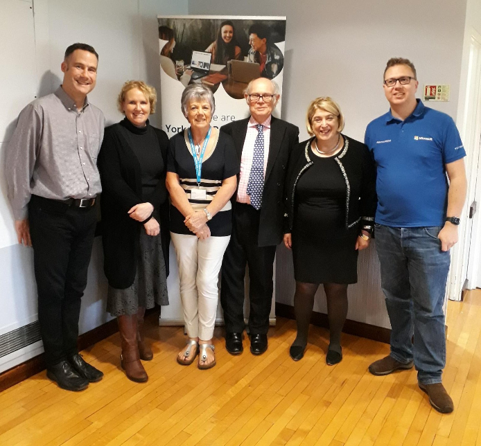 Chair of the Yorkshire Rose Dyslexia Association with John Hicks, Helen Boden, Jon Friel, Melinda Nettleton and Arran Smith at the Leeds Parent Roadshow. Photo courtesy of the British Dyslexia Association.