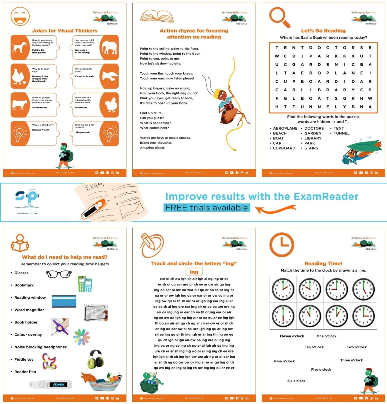  Free downloadable resources from DEAR For Dyslexia. Click to download. 