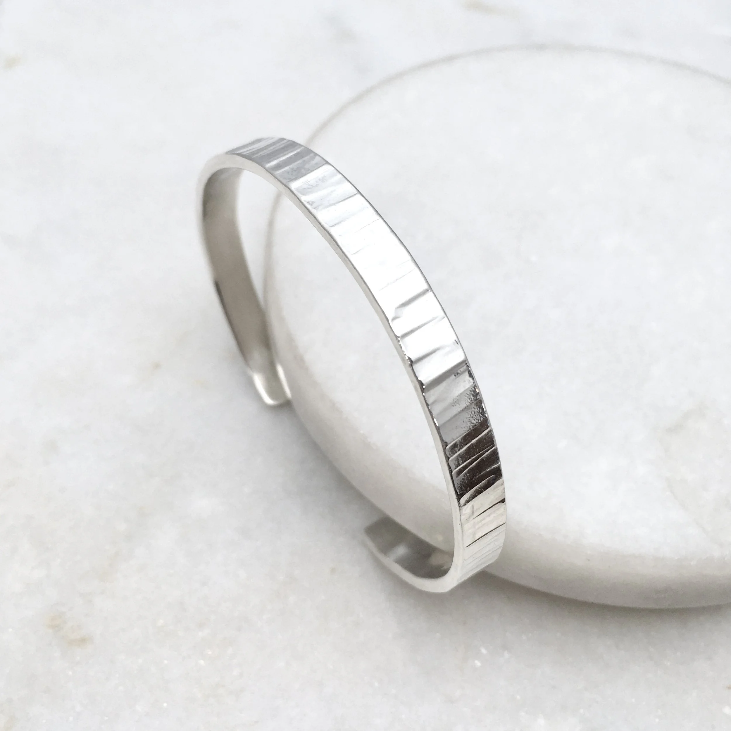 Hammered Silver Cuff Bangle