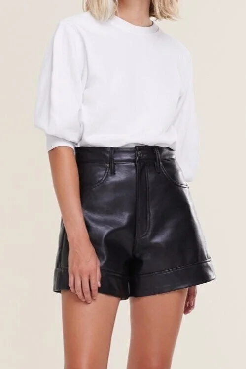 agolde leather shorts