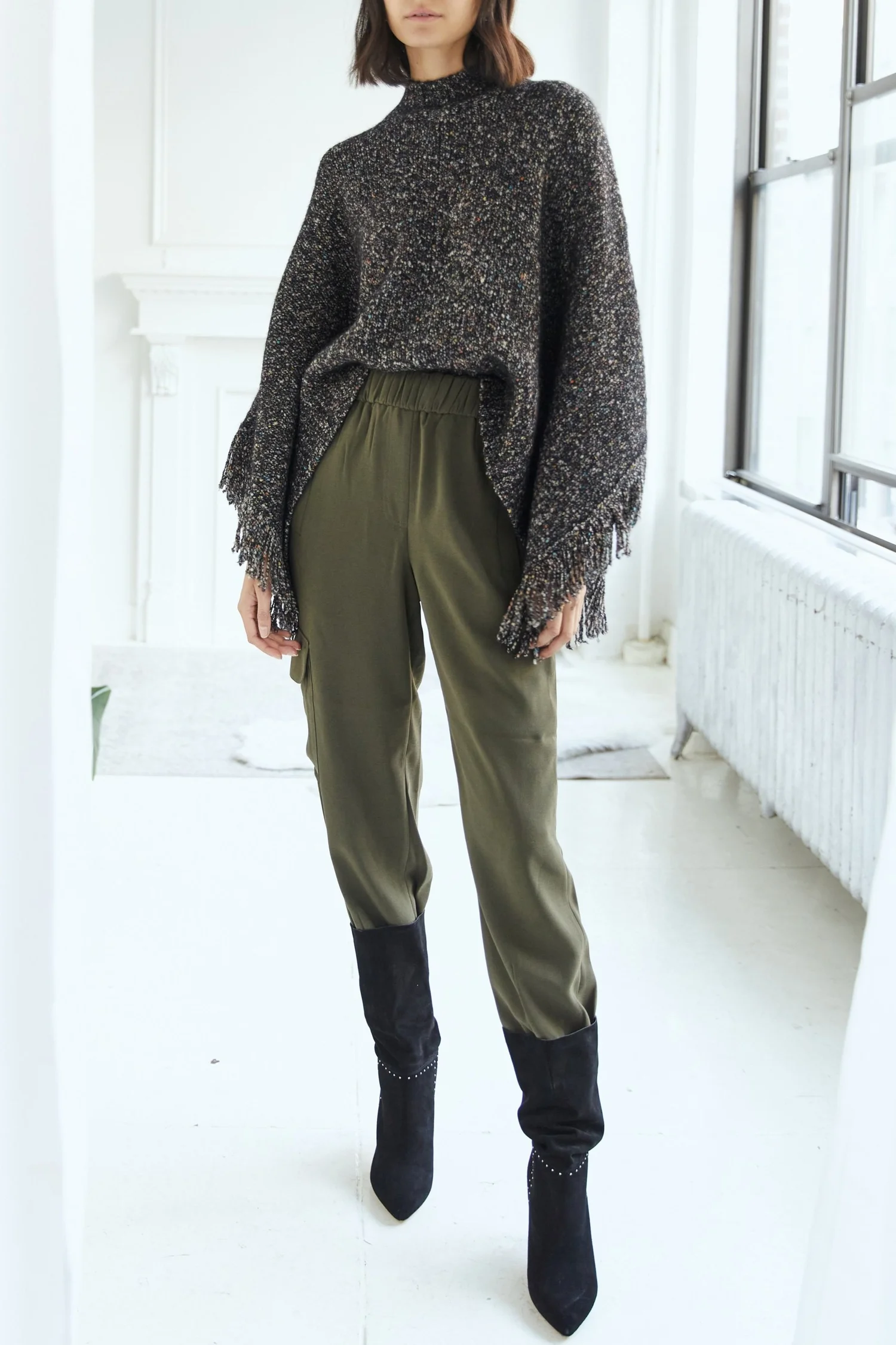 Autumn Cashmere Tweed Fringed Poncho Top - Constellation — Emory Clothing