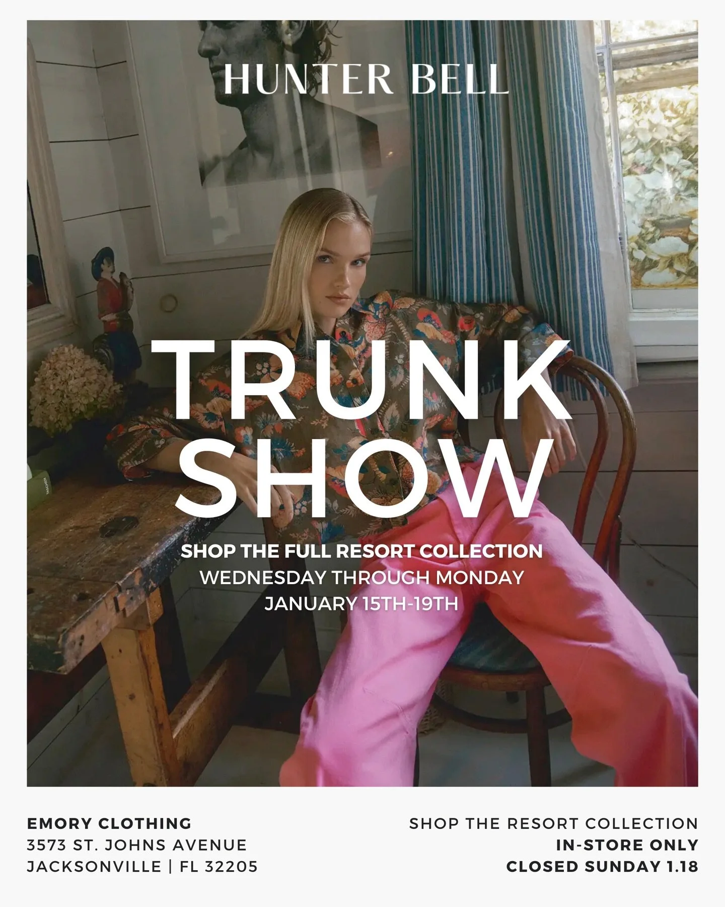 EMORY x @hunterbellnyc &mdash; the Resort collection is on its way to Florida for a Trunk Show 🌷🌷🌷 shop the full collection this Thursday through Monday (1.15-1.19)