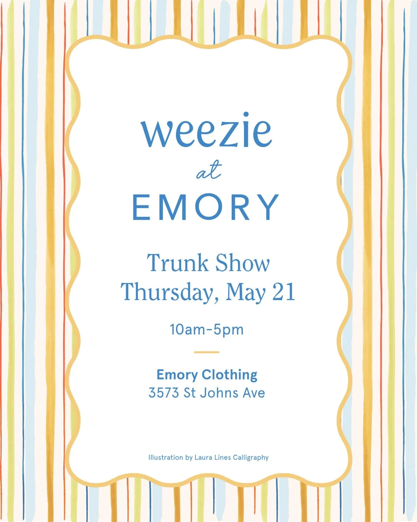 The @weezietowels Summer Shop is coming to Jacksonville 🍅🦞🦐 Join us for a trunk show at @emoryclothing this Thursday from 10-5pm with live embroidery available in the store !!!