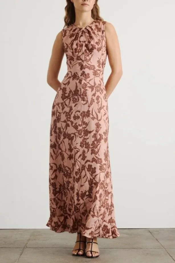 strapless open back dress Susannah Maxi in Sunset Stripe – Emily McCarthy