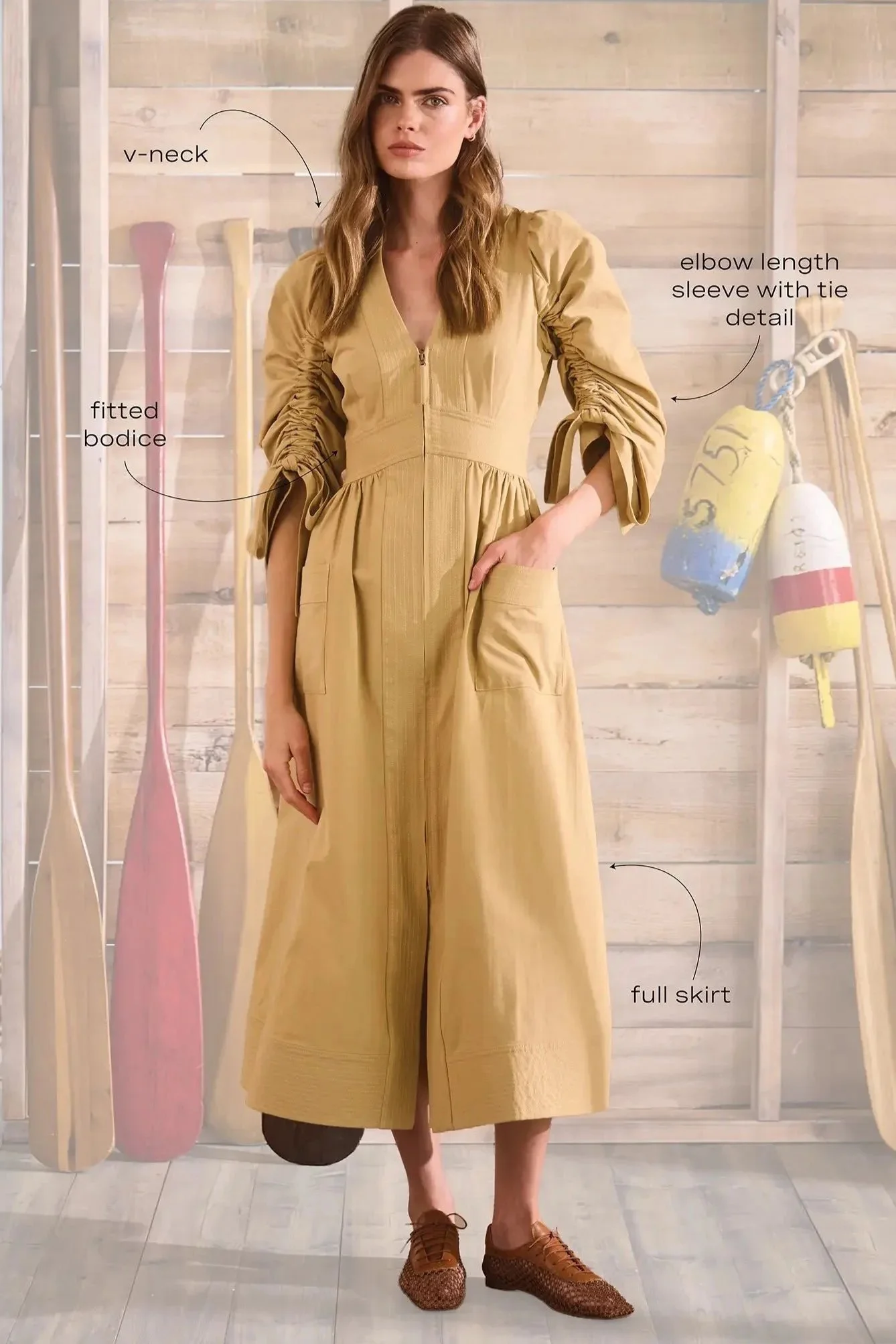 Hunter Bell Lavin Dress - British Khaki  Emory Clothing