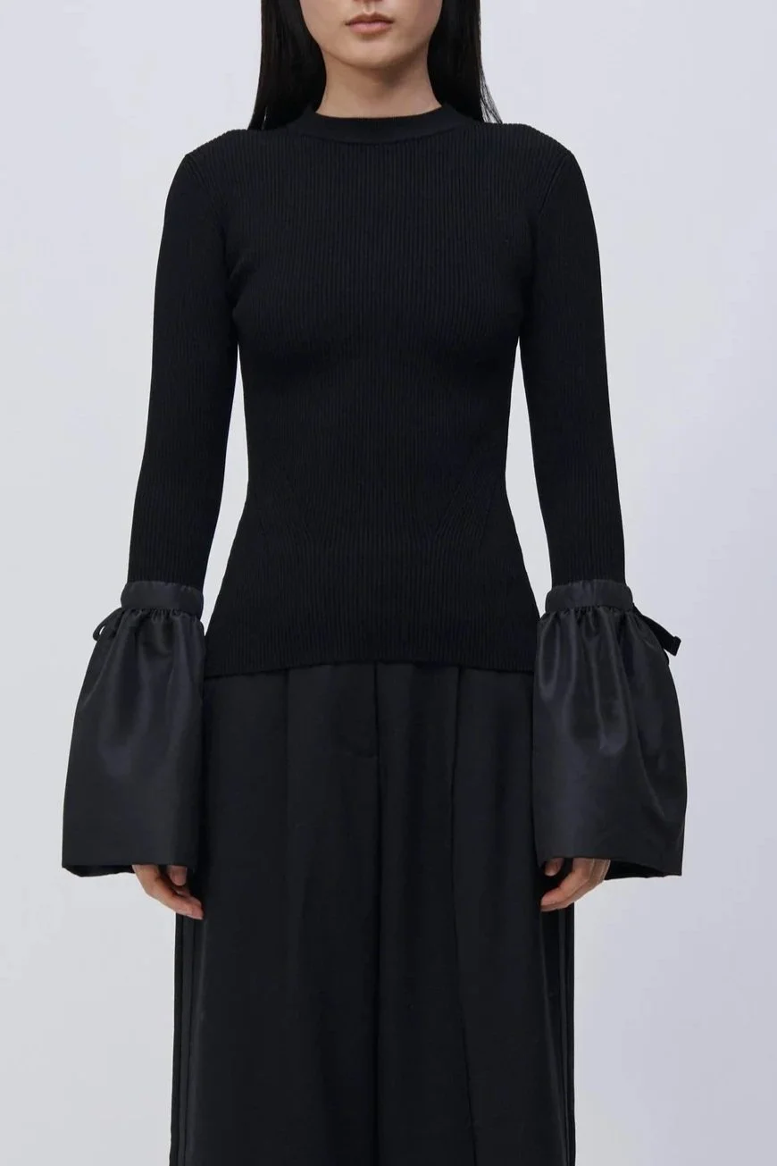 Simkhai Agata Long Sleeve Top - Black — Emory Clothing