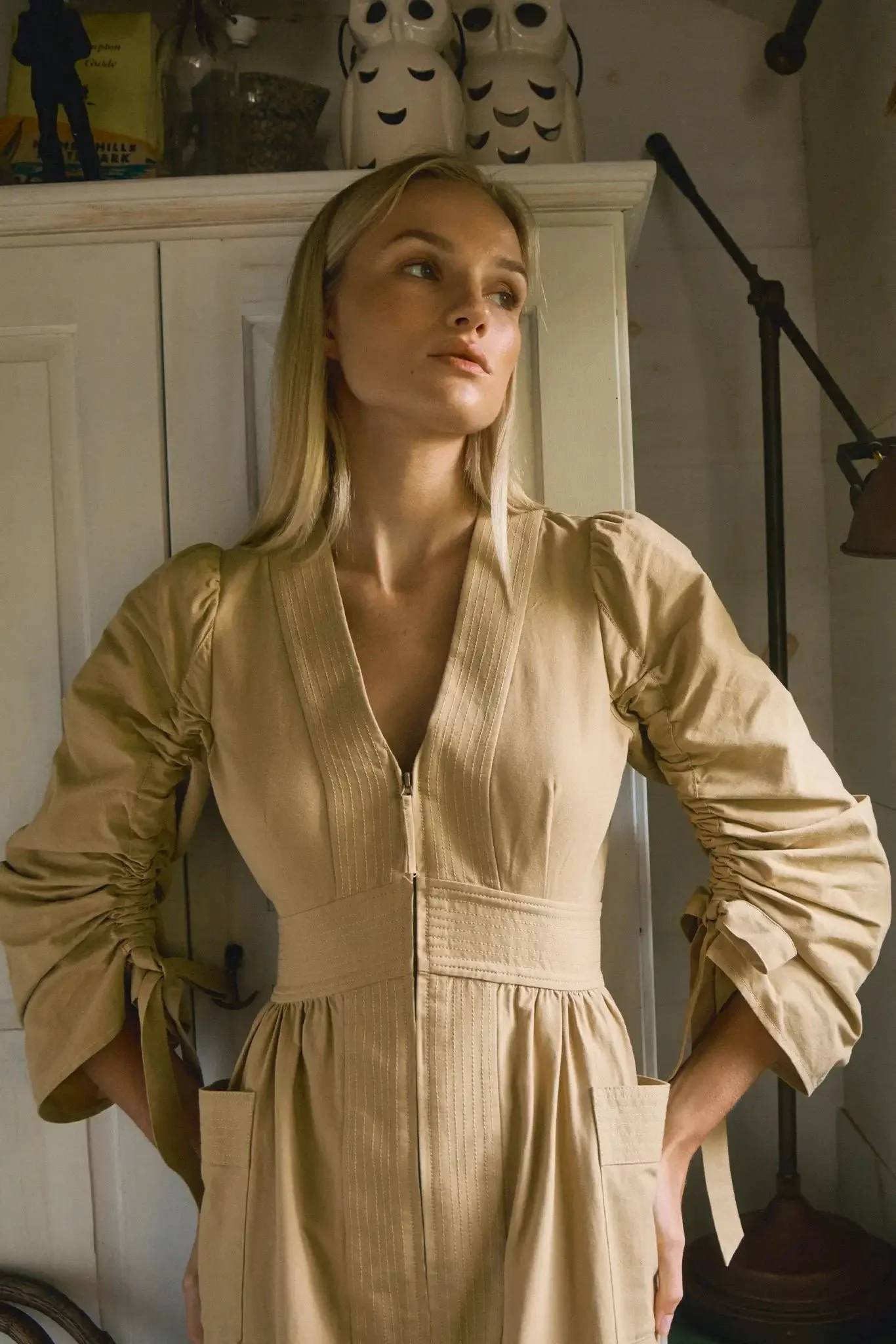 hunter and brown dress Three Bow Back Dress in Hunter — Gaudie and Company main image 0